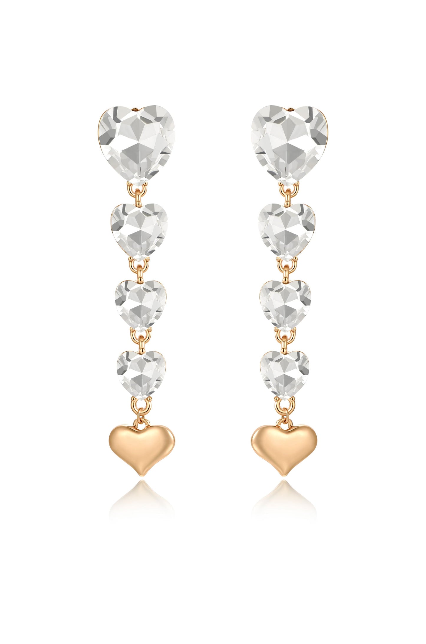 Falling Crystal Love Heart Drop Earrings