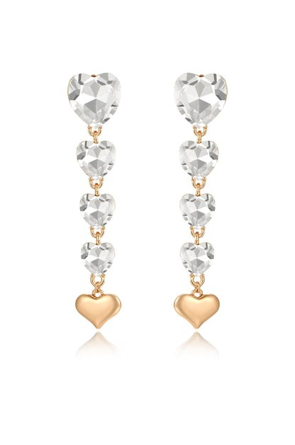 Falling Crystal Love Heart Drop Earrings