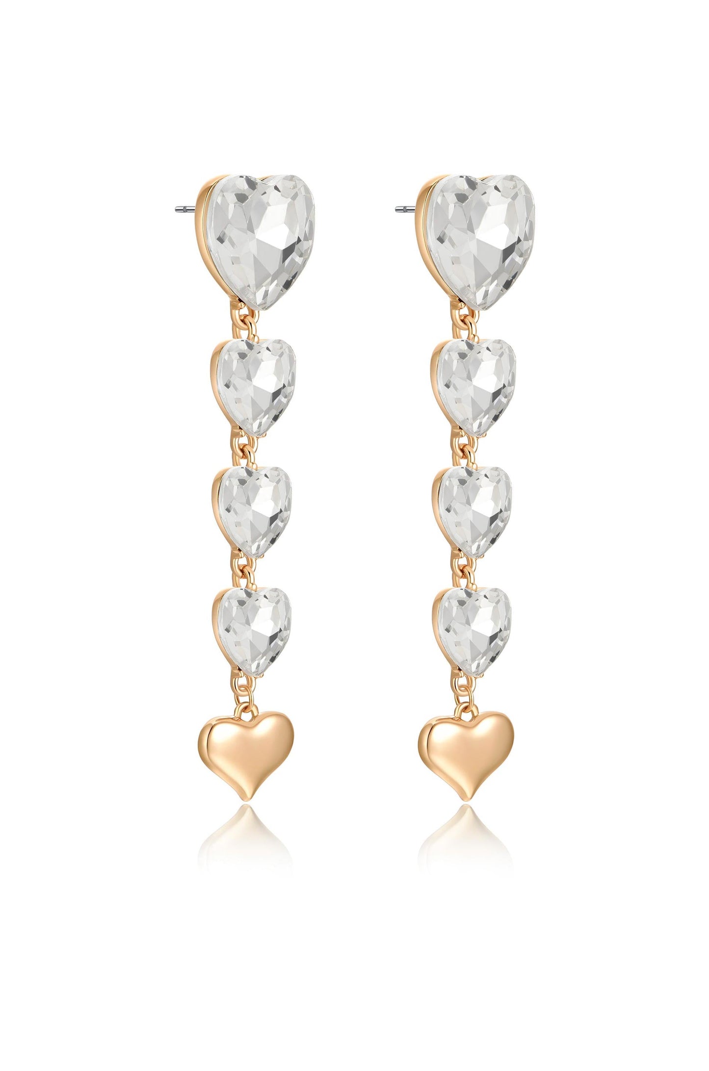 Falling Crystal Love Heart Drop Earrings