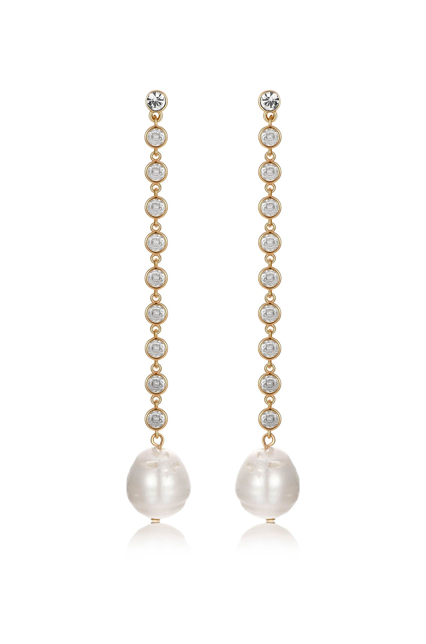 Crystal Chain Pearl Drop Earrings