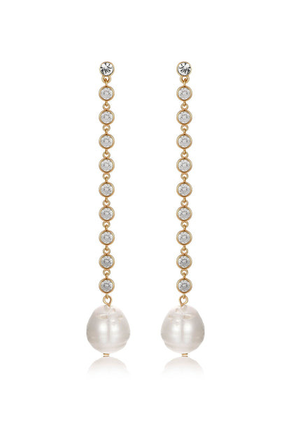 Crystal Chain Pearl Drop Earrings