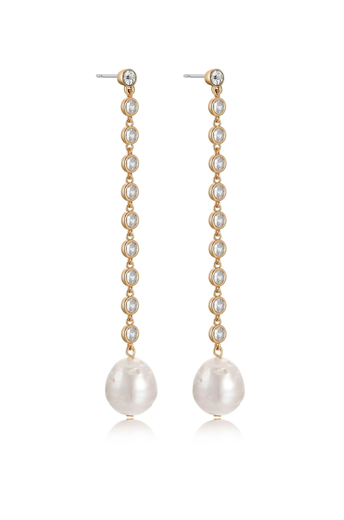 Crystal Chain Pearl Drop Earrings