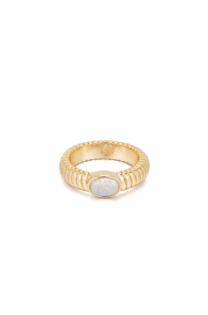 Opal Flex Ribbed Ring