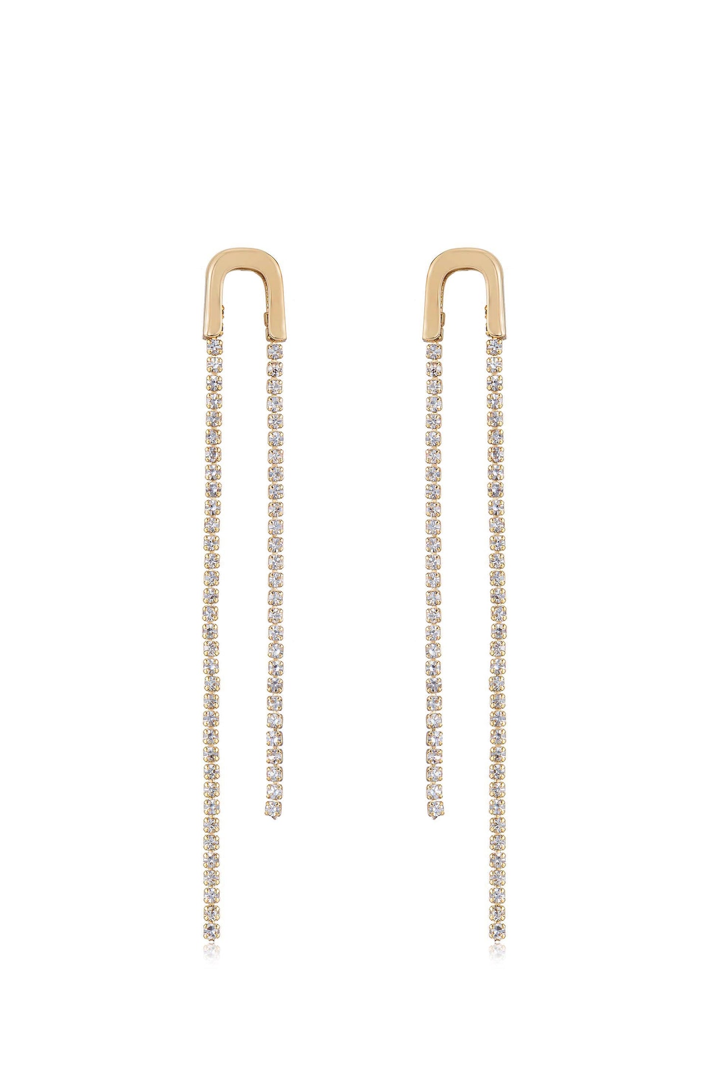 Double Crystal Chain Drop Earrings