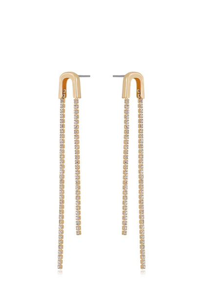 Double Crystal Chain Drop Earrings