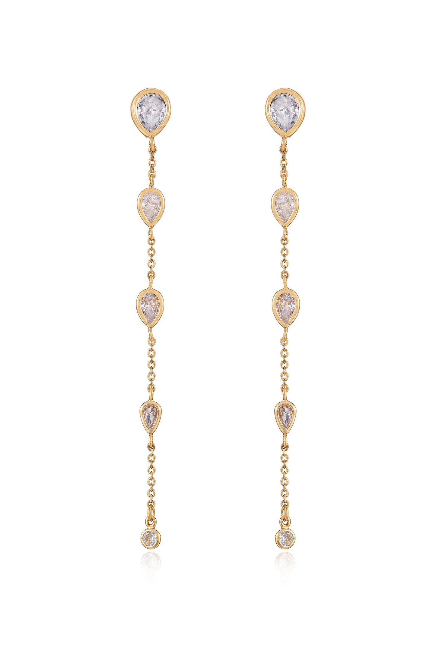 Dainty Bezel Crystal Dangle Earrings