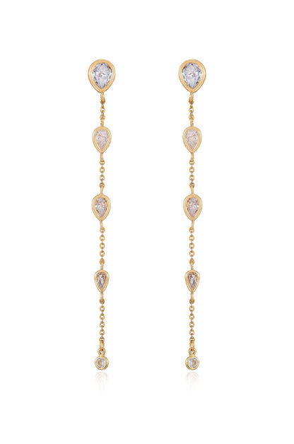 Dainty Bezel Crystal Dangle Earrings