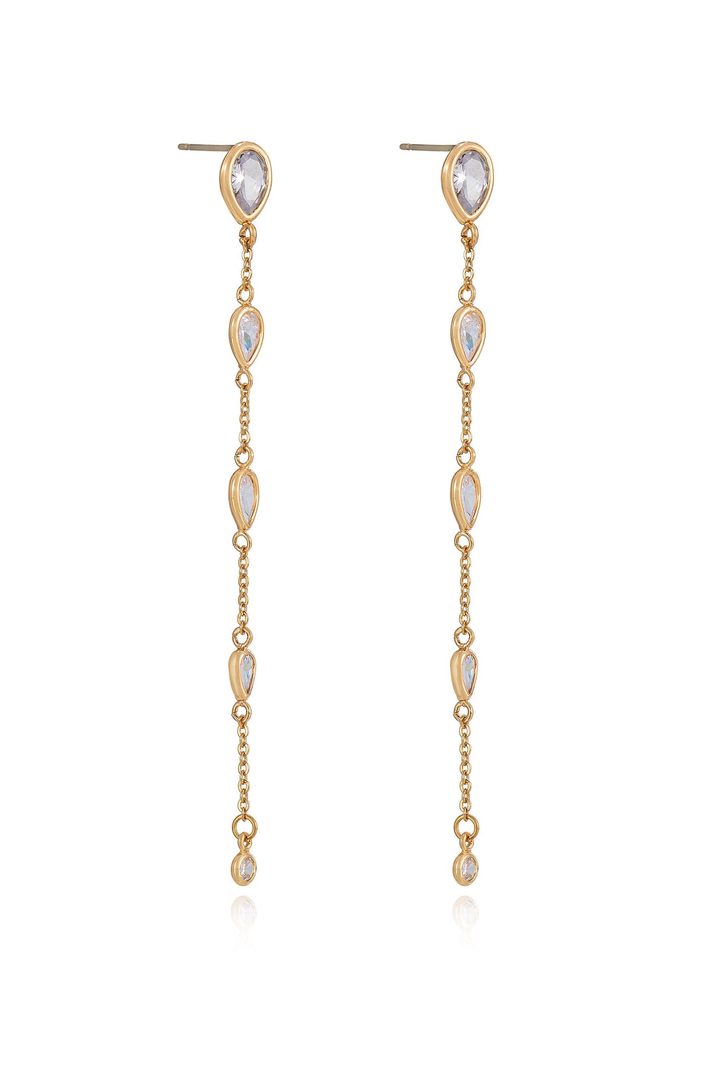 Dainty Bezel Crystal Dangle Earrings