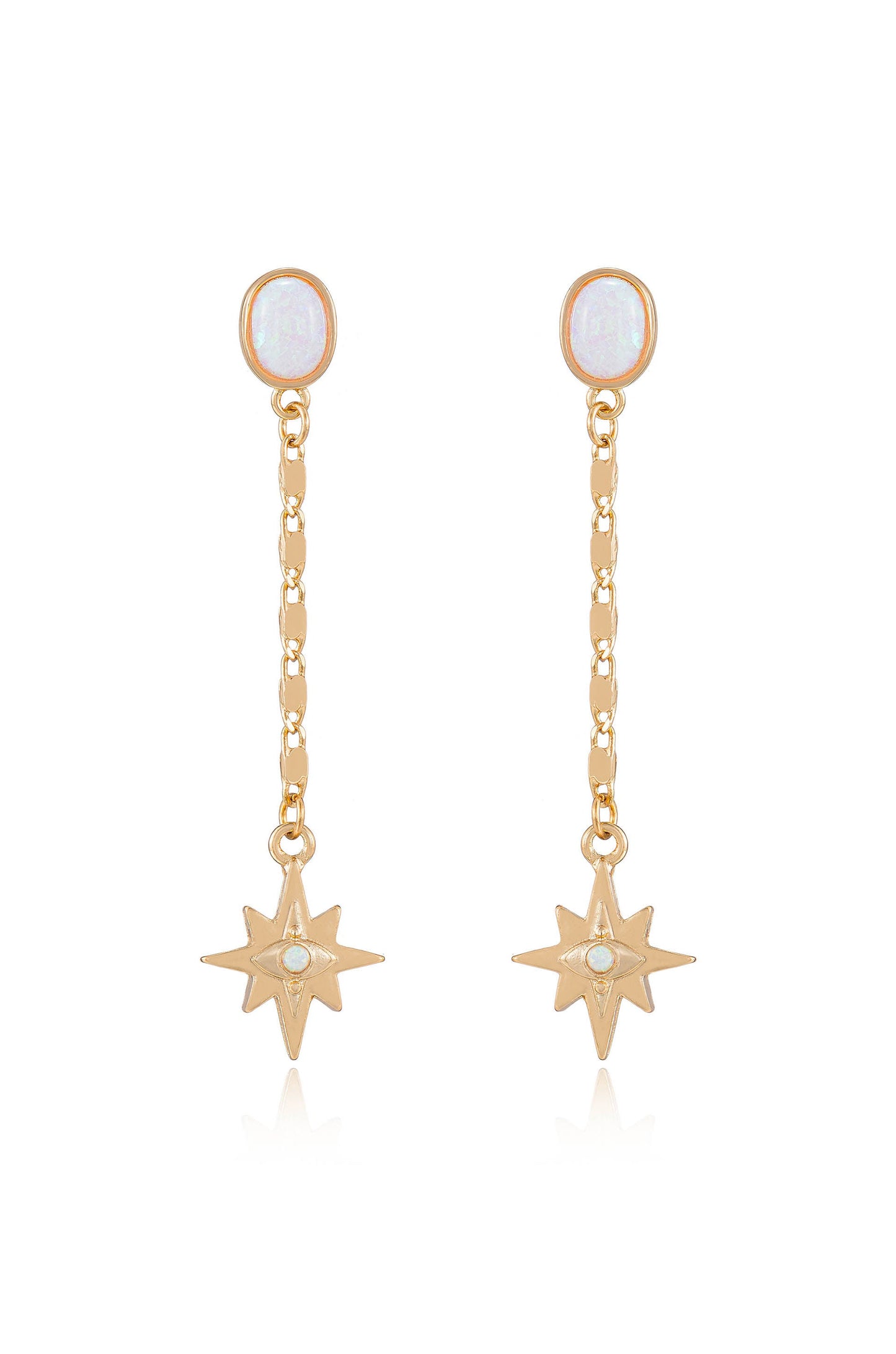 Celestial Opal Star Drop Earrings