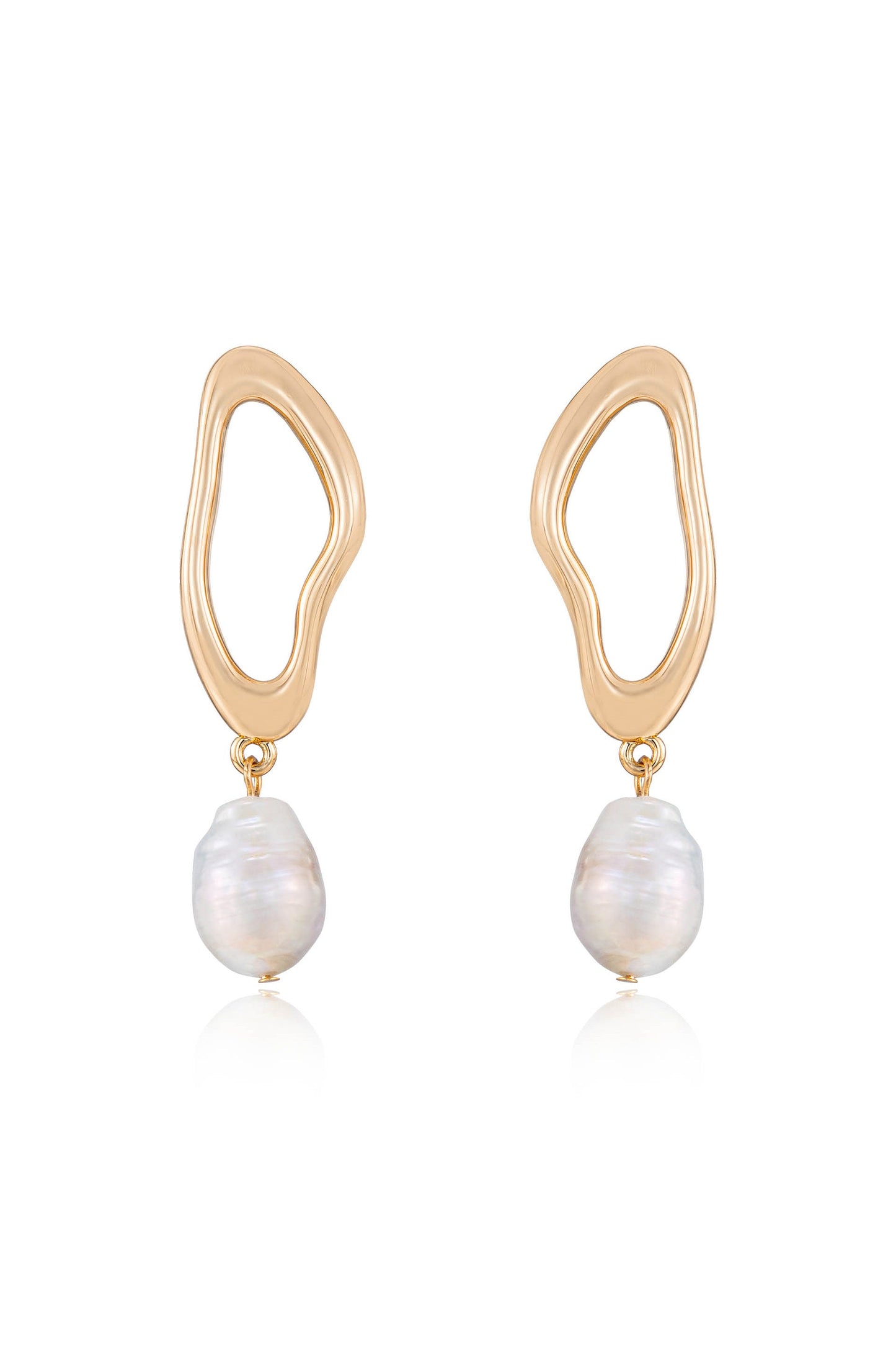 Open Circle Freshwater Pearl Earrings