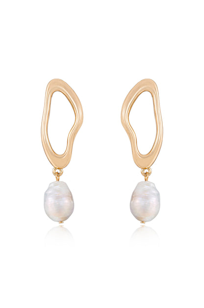 Open Circle Freshwater Pearl Earrings