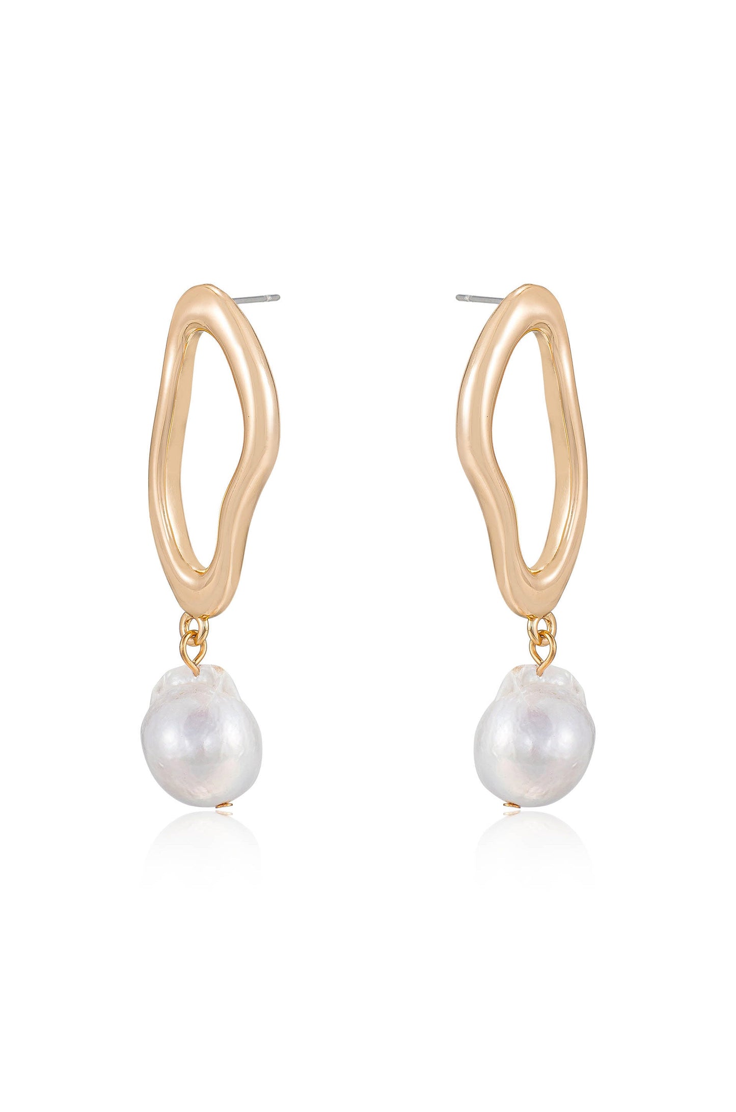 Open Circle Freshwater Pearl Earrings