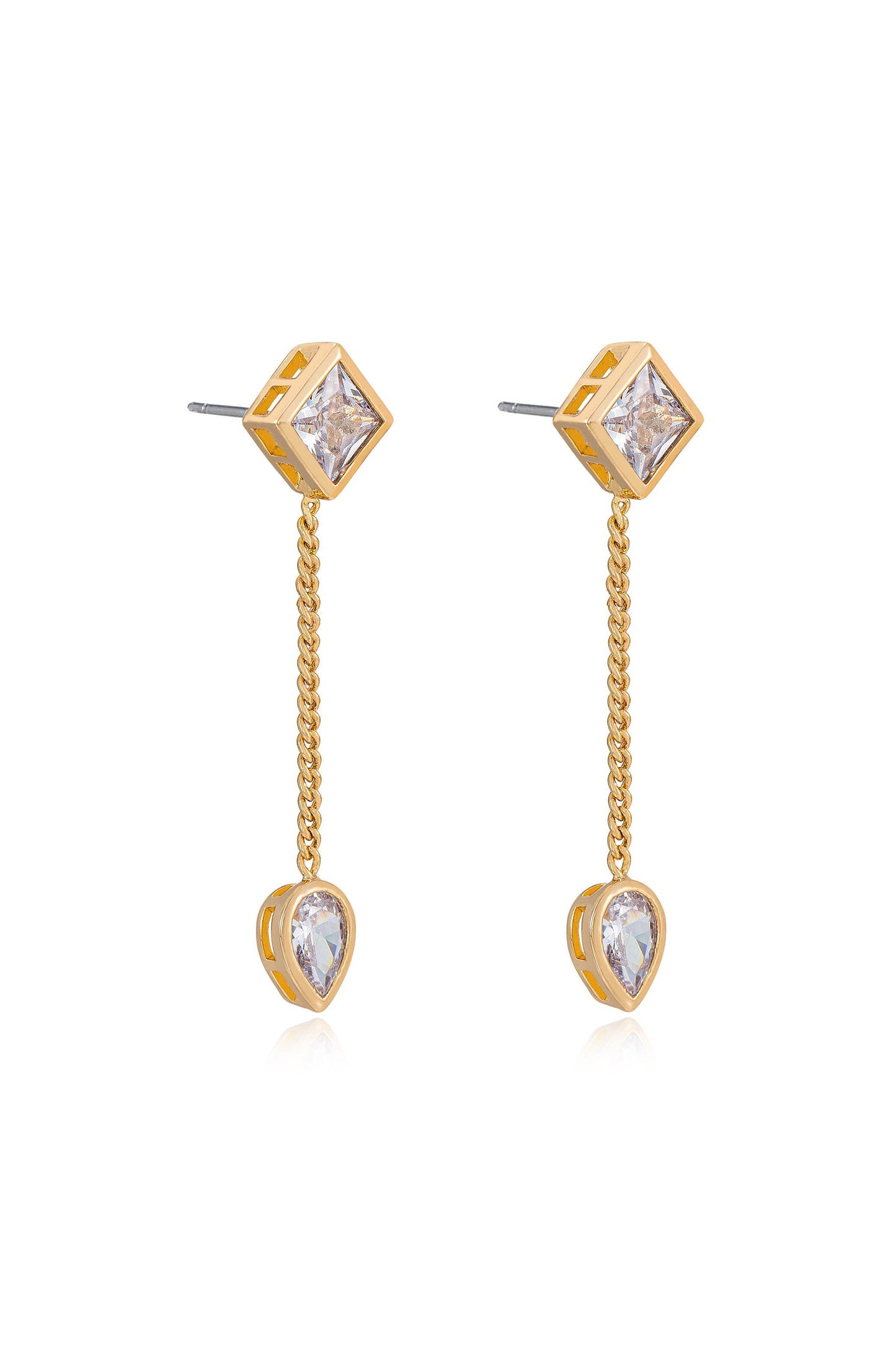 Bezel Crystal Shapes Drop Earrings