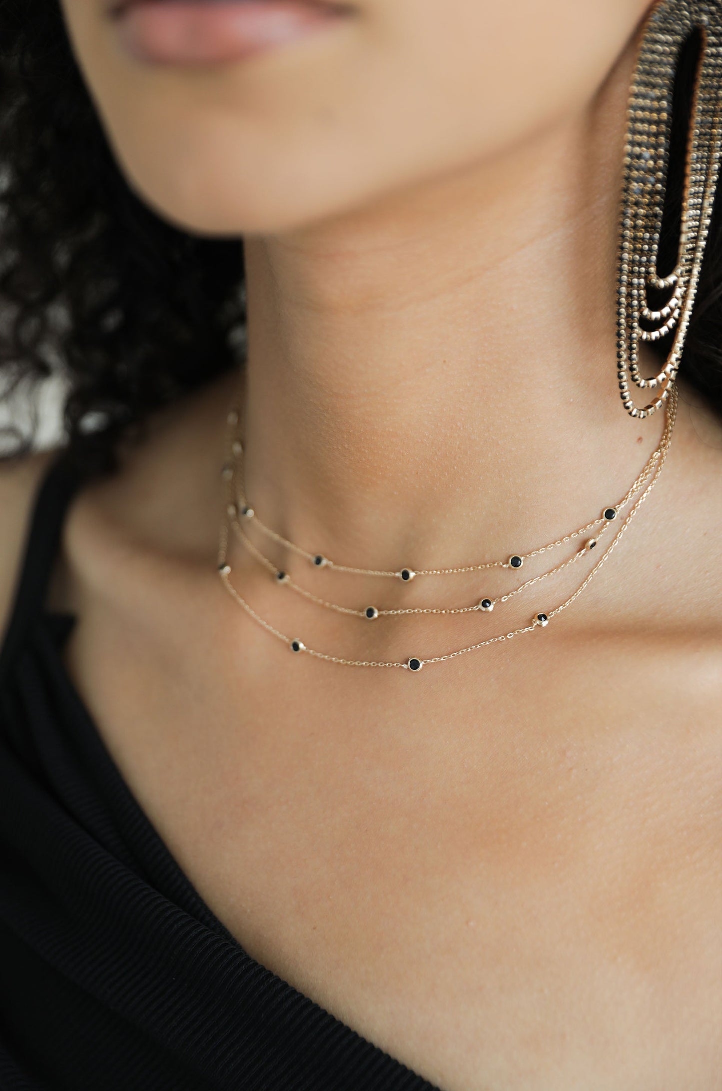 Perfect Crystal Dotted Layered Necklace