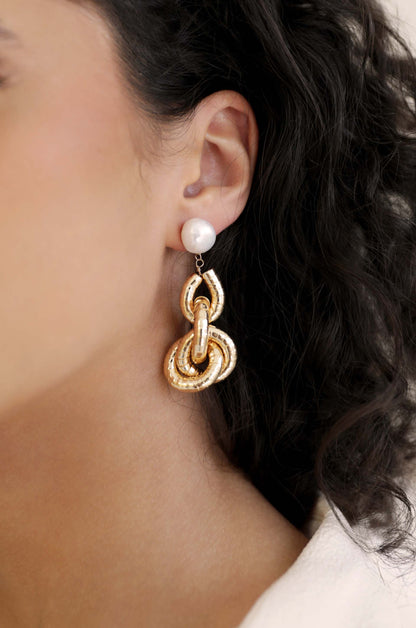 Liquid Gold Pearl Drop Earrings