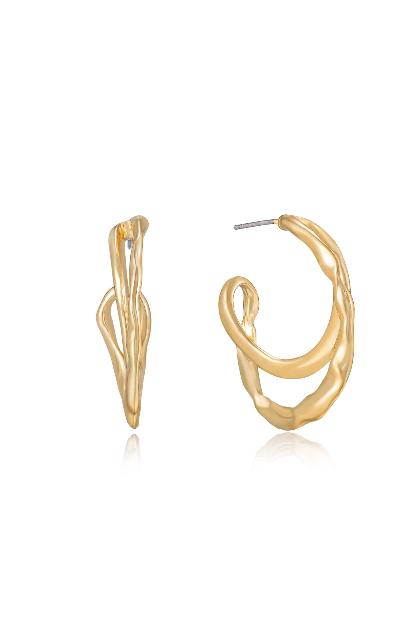 Hammered Golden Hoop Earrings