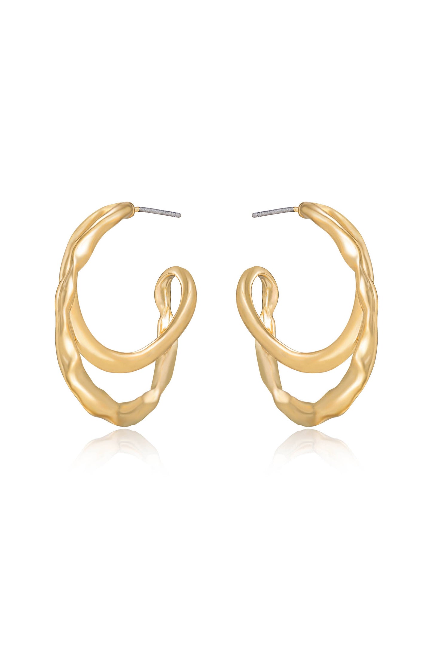 Hammered Golden Hoop Earrings