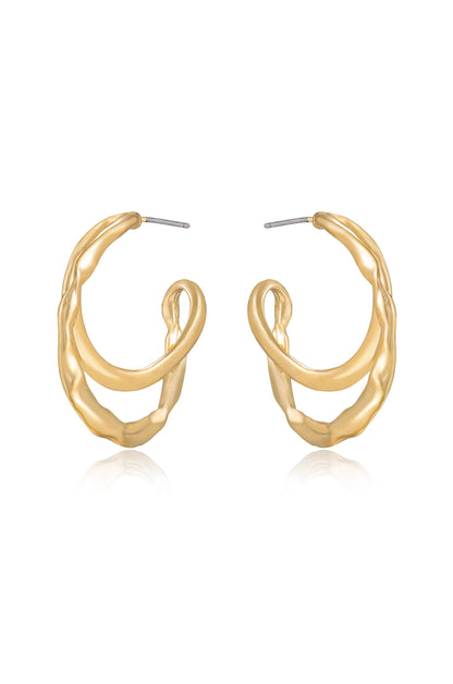 Hammered Golden Hoop Earrings