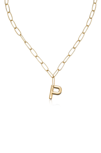 Paperclip Link Initial Necklace