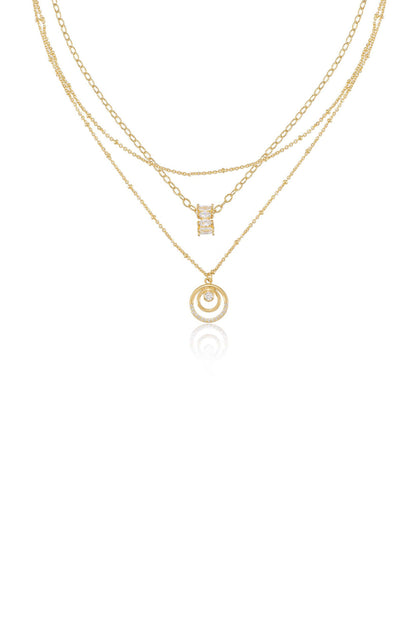 Circles of Crystal Dainty Layered Necklace Set