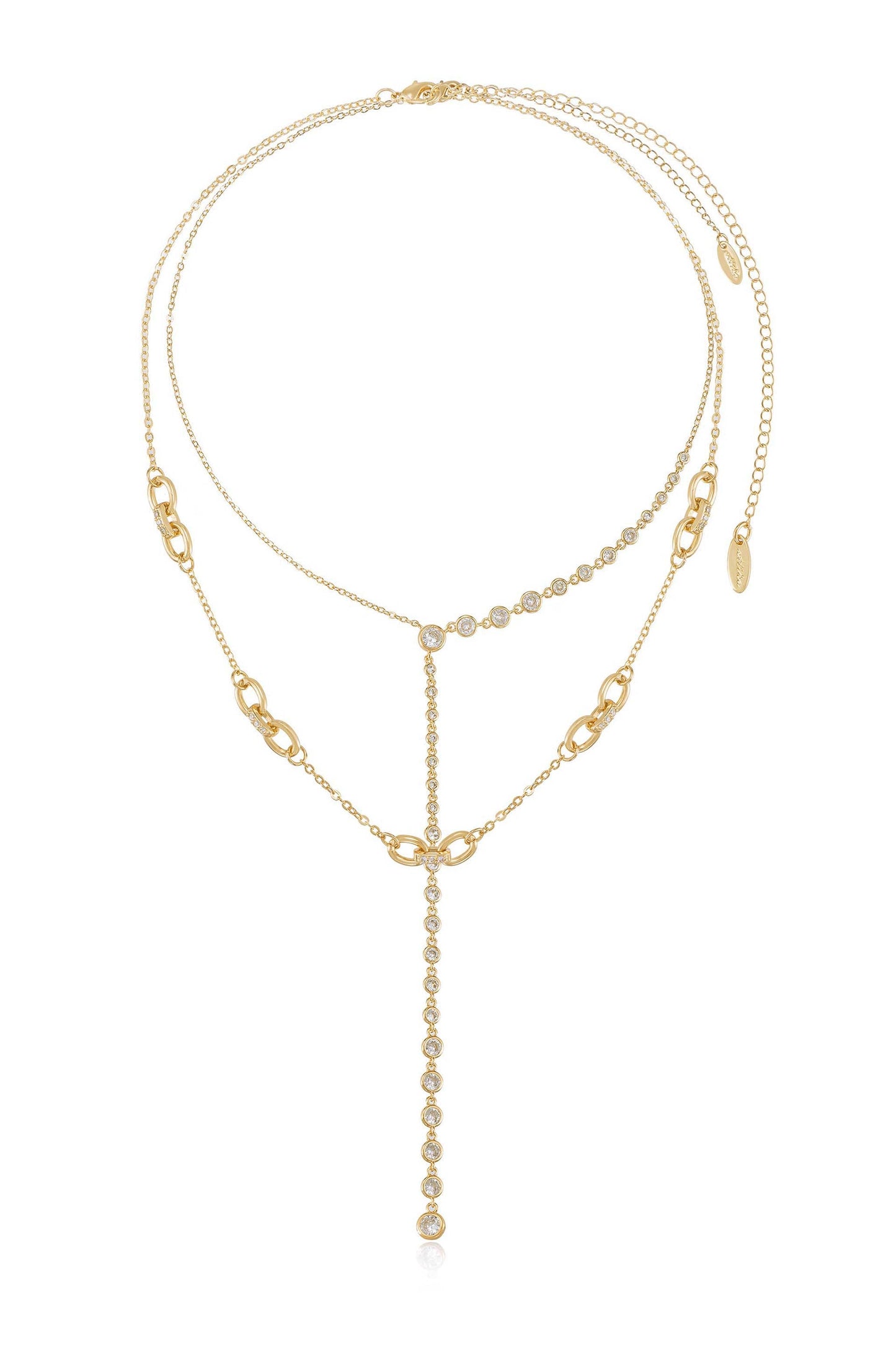 Asymmetrical Crystals Lariat Necklace Set