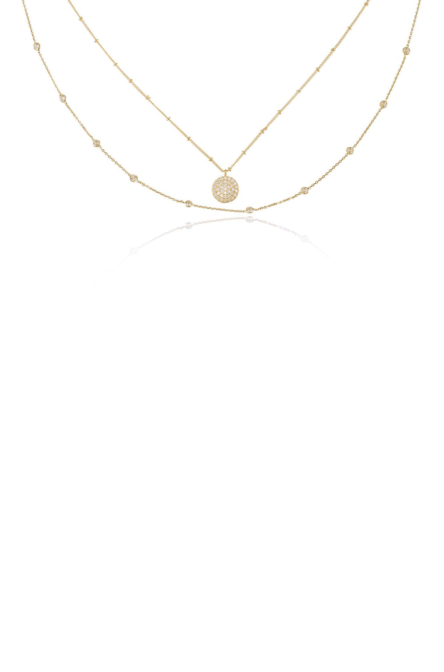 Crystal Disc Layered Necklace Set