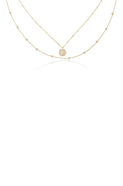 Crystal Disc Layered Necklace Set