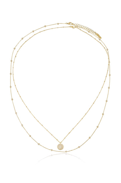 Crystal Disc Layered Necklace Set