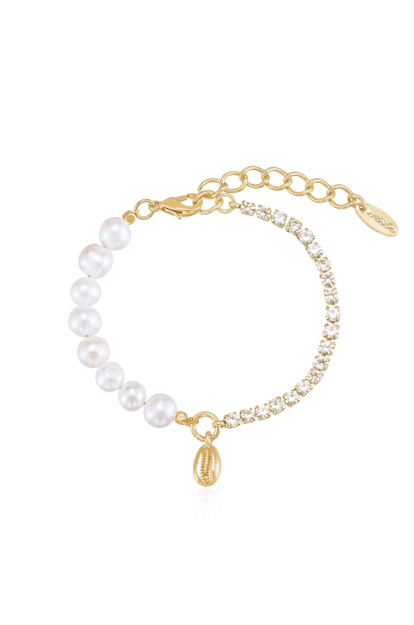 Pearl and Crystal Shell Bracelet