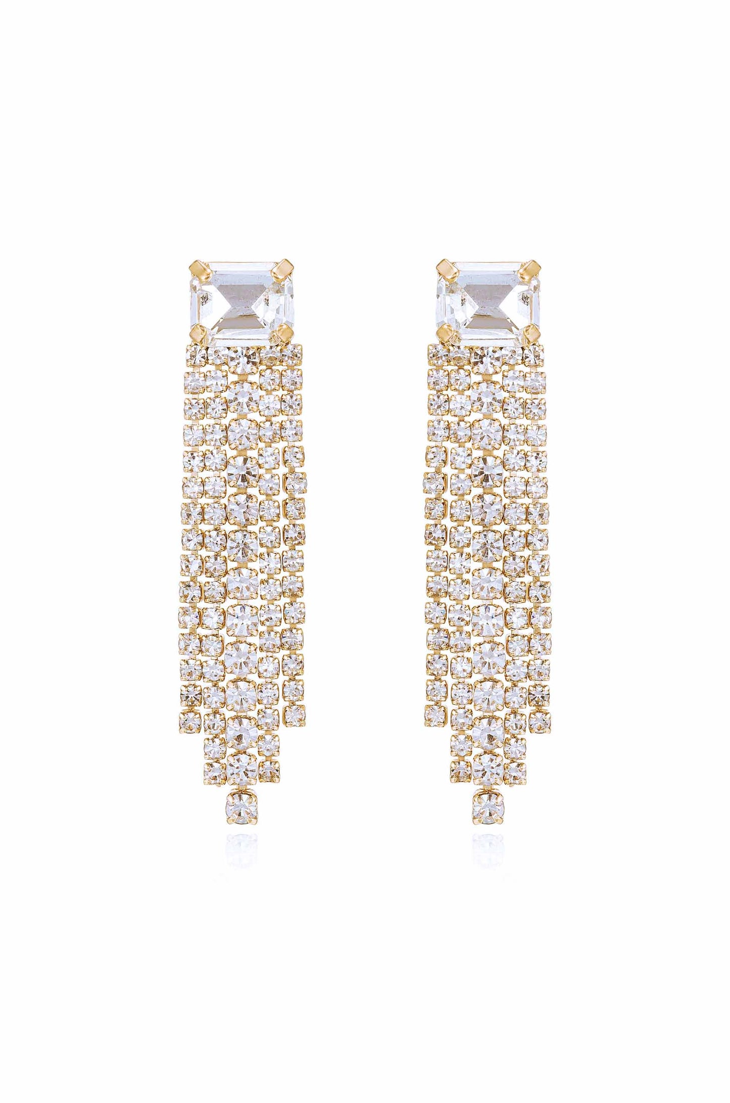 Formal Crystal Fringe Drop Earrings