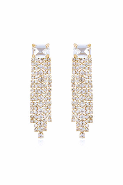 Formal Crystal Fringe Drop Earrings