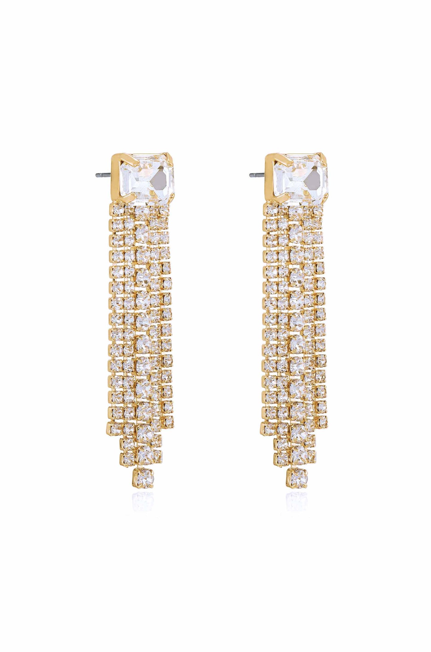 Formal Crystal Fringe Drop Earrings