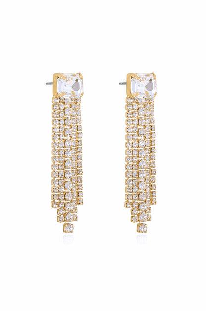 Formal Crystal Fringe Drop Earrings