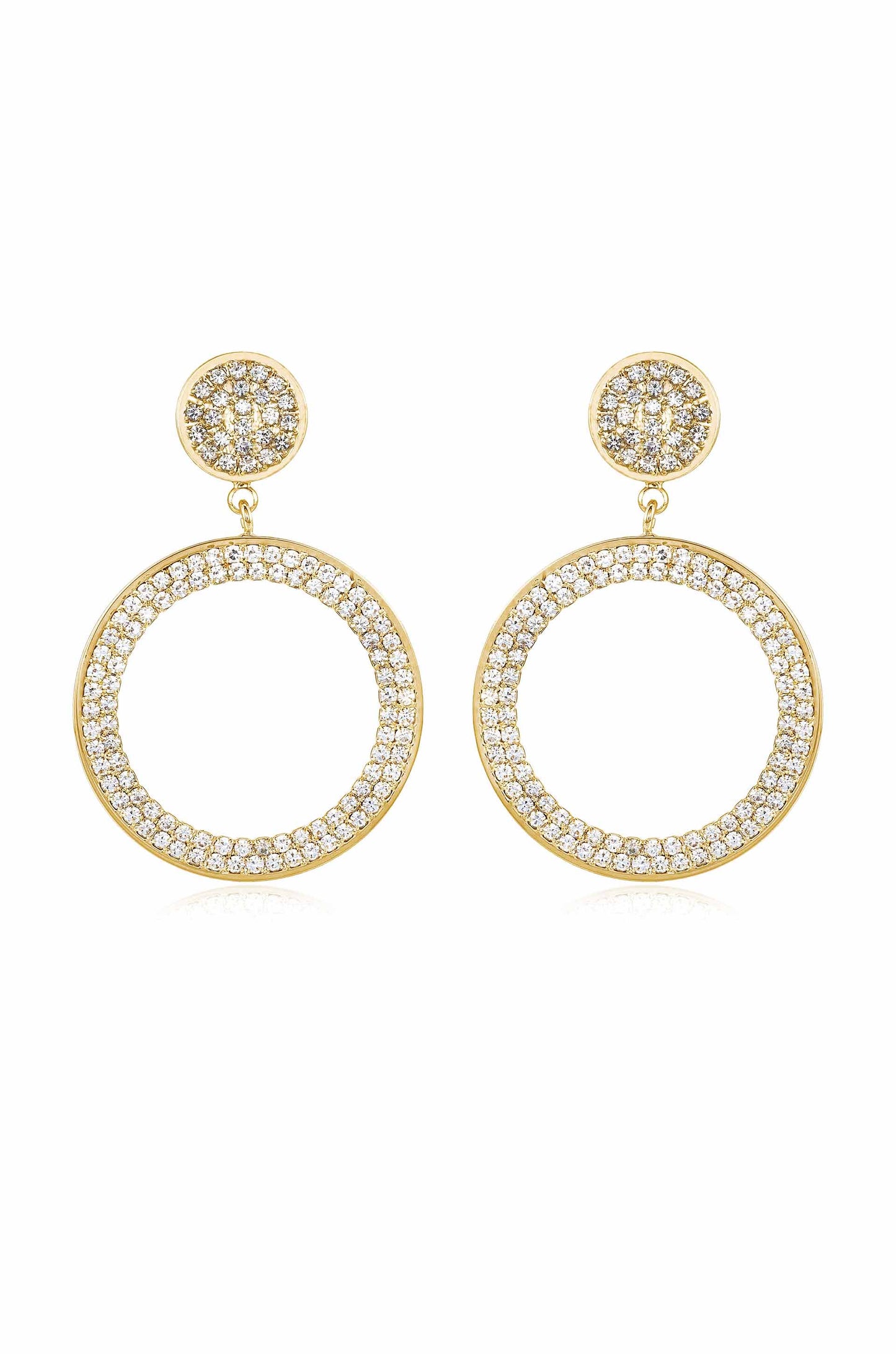 Crystal Pave Drop Hoop Earrings