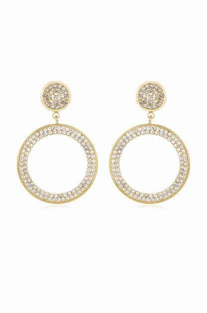 Crystal Pave Drop Hoop Earrings