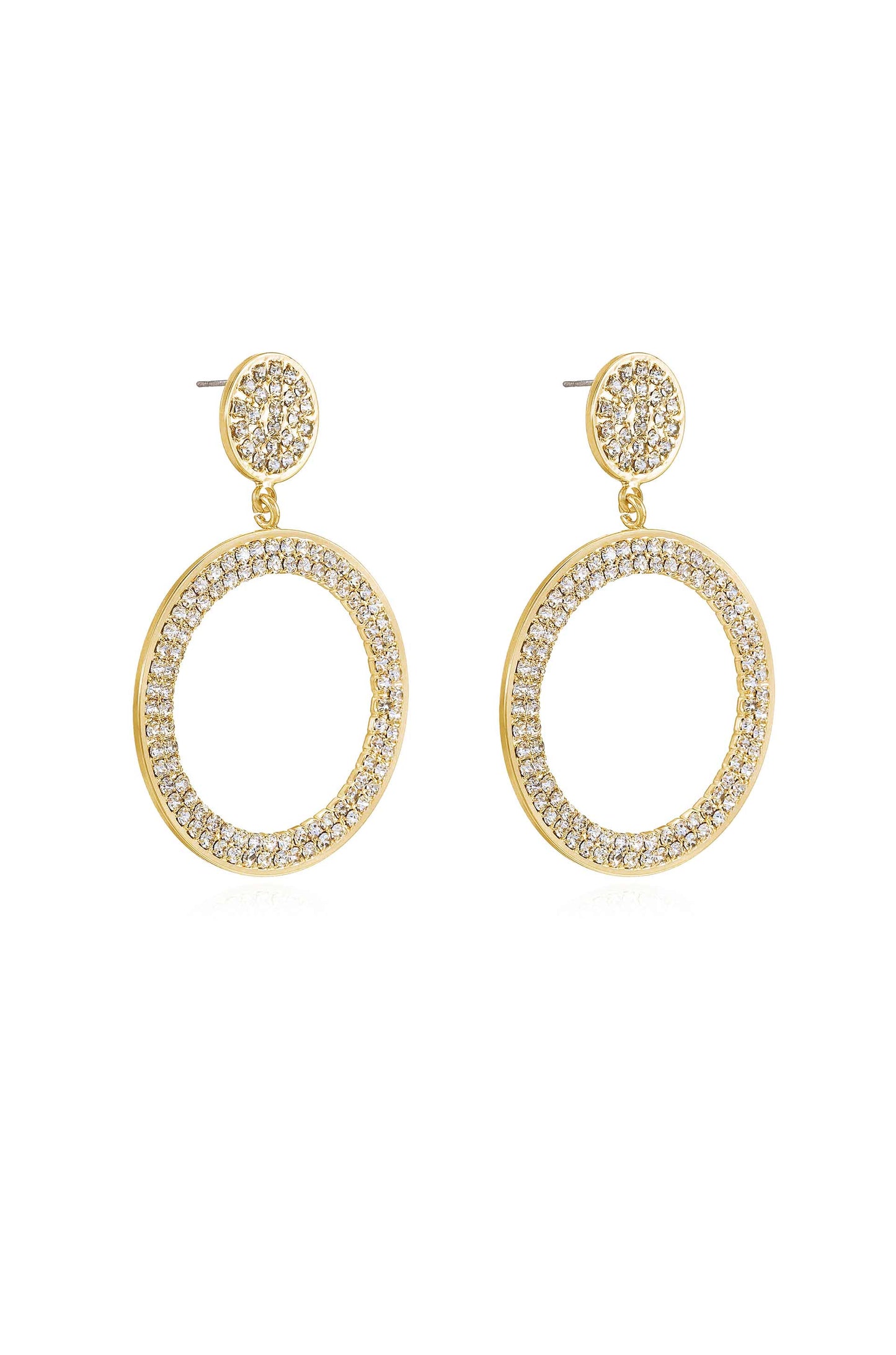 Crystal Pave Drop Hoop Earrings