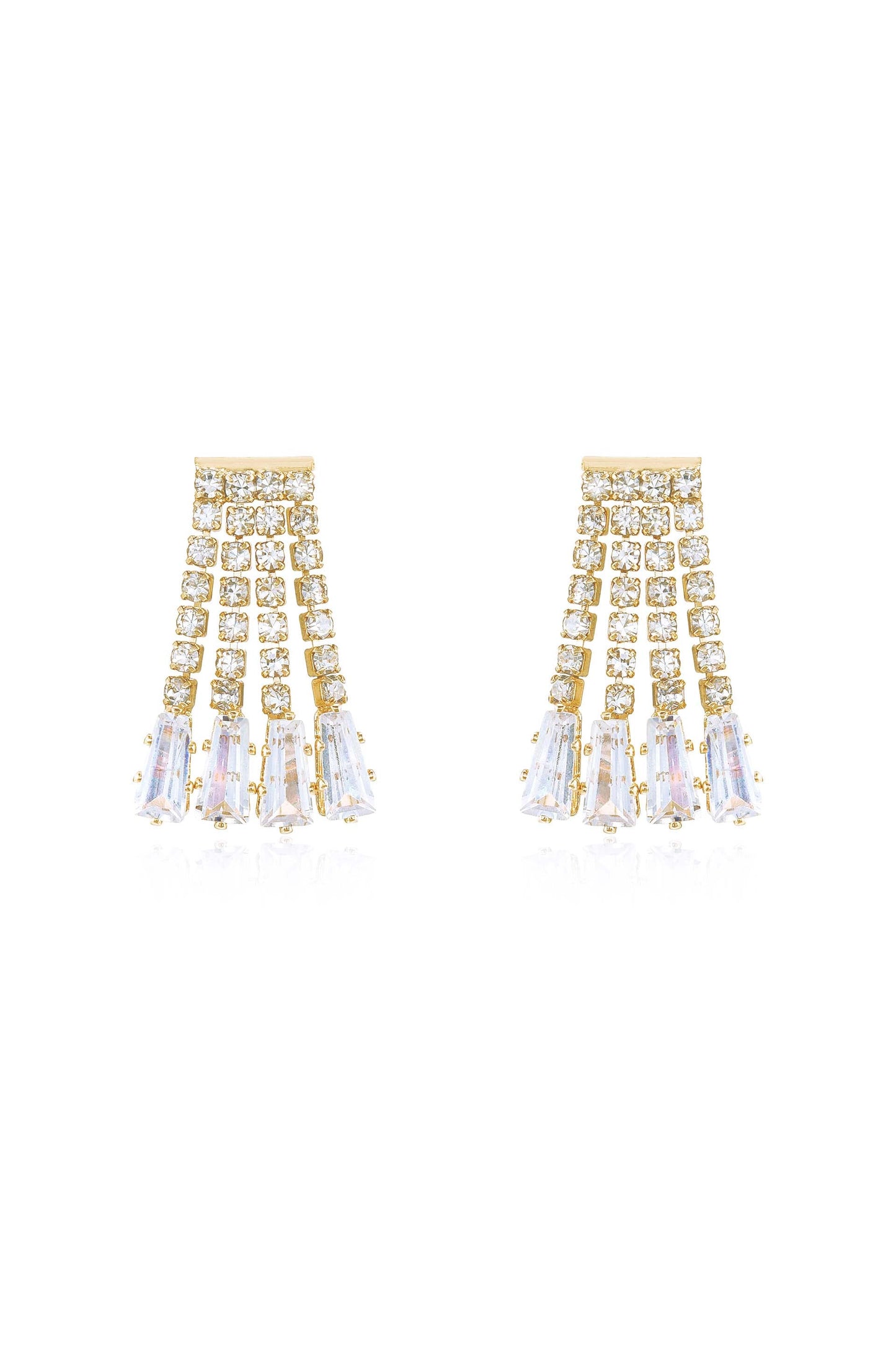 Crystal Fringe Dangle Stud Earrings