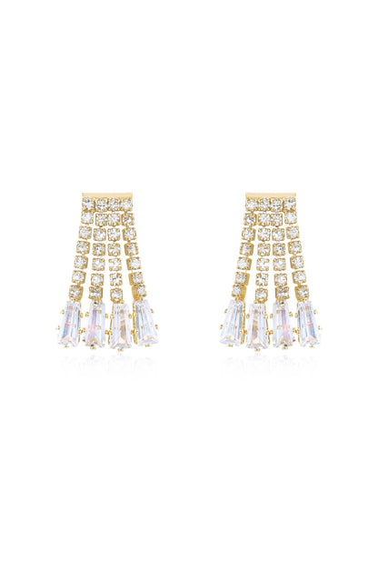 Crystal Fringe Dangle Stud Earrings