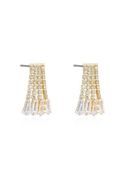 Crystal Fringe Dangle Stud Earrings