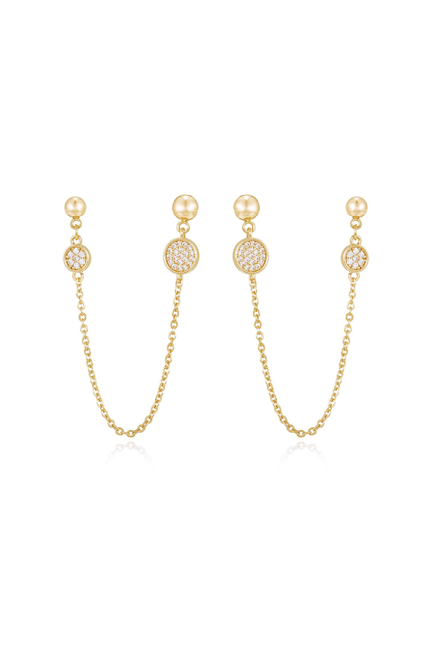 Double Piercing Chain Drop Earrings