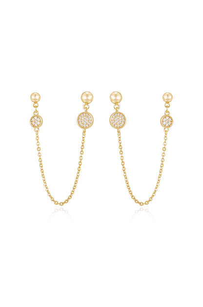 Double Piercing Chain Drop Earrings