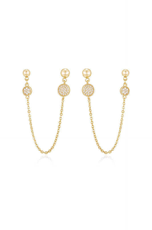 Double Piercing Chain Drop Earrings