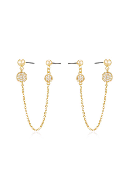 Double Piercing Chain Drop Earrings