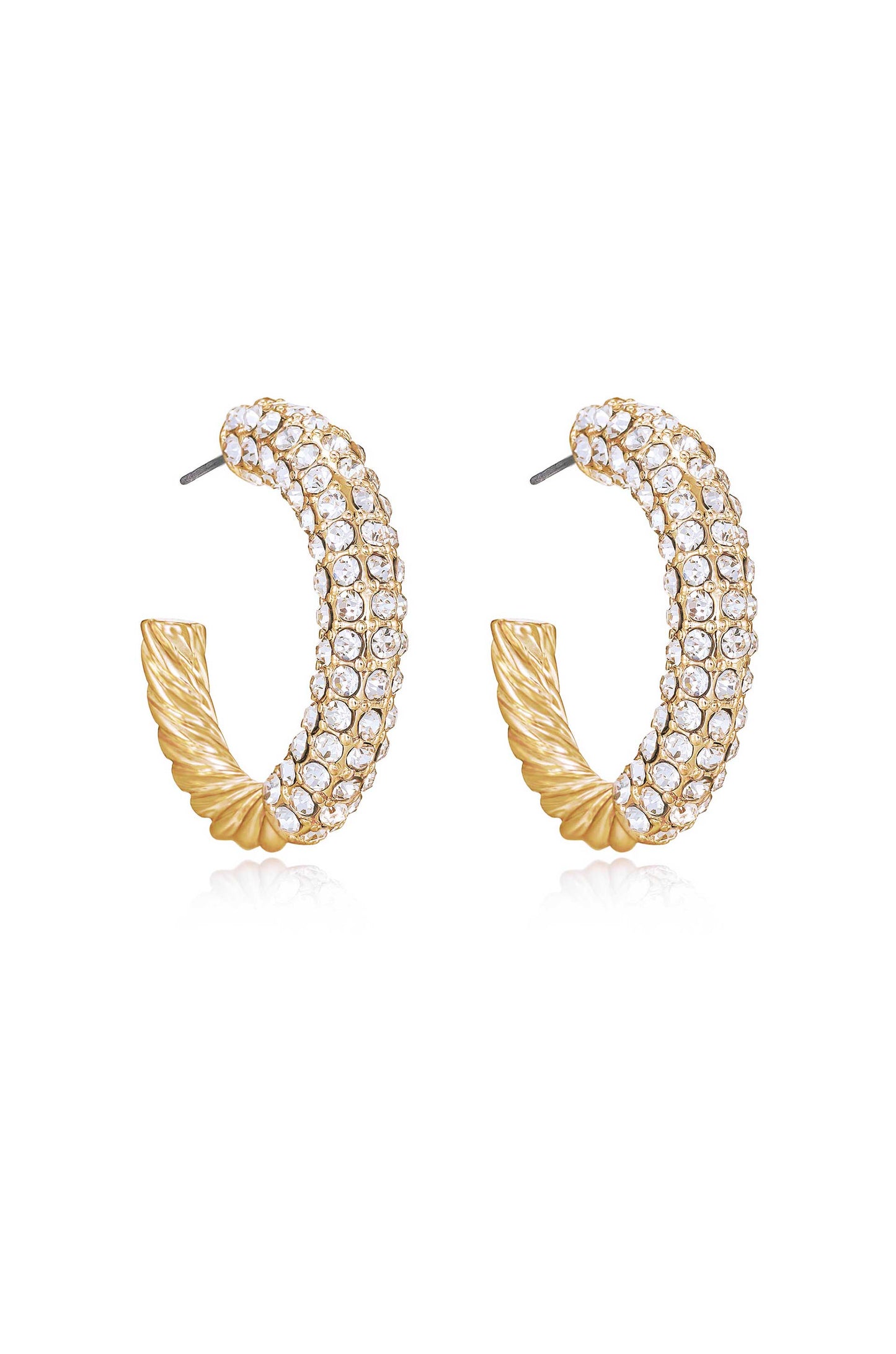 Crystal Dotted Twists Hoop Earrings