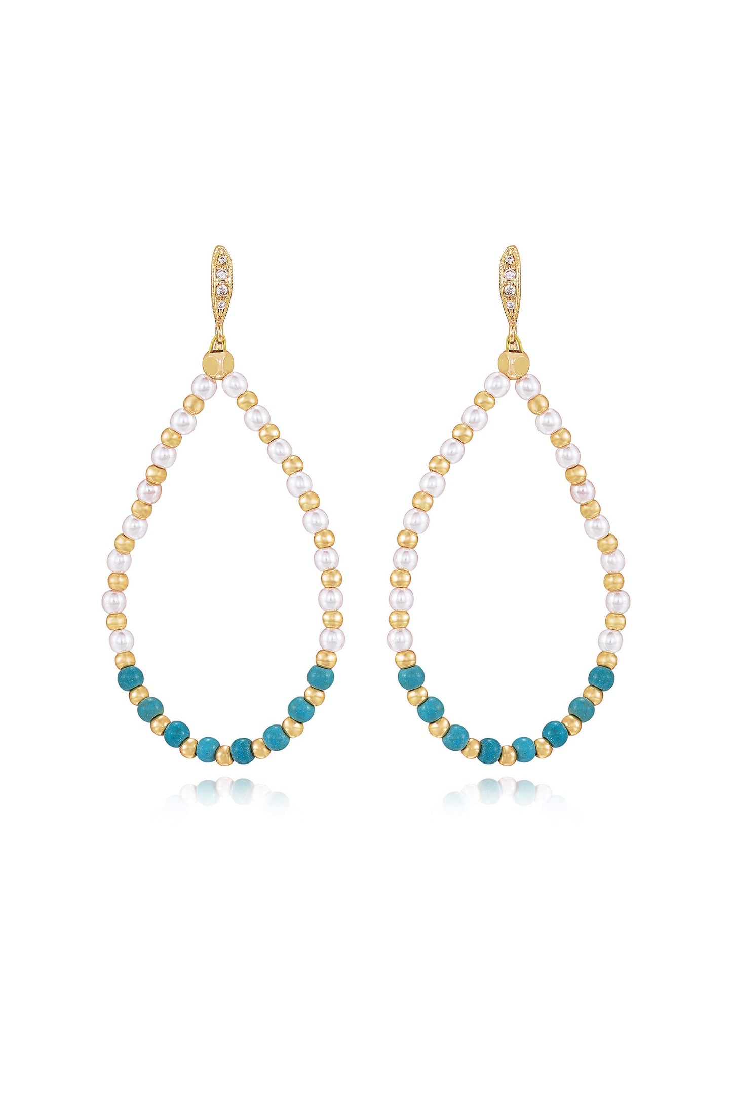 Turquoise and Pearl Teardrop Earrings