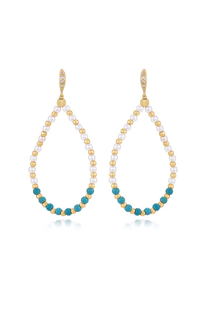 Turquoise and Pearl Teardrop Earrings