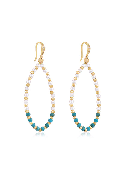 Turquoise and Pearl Teardrop Earrings