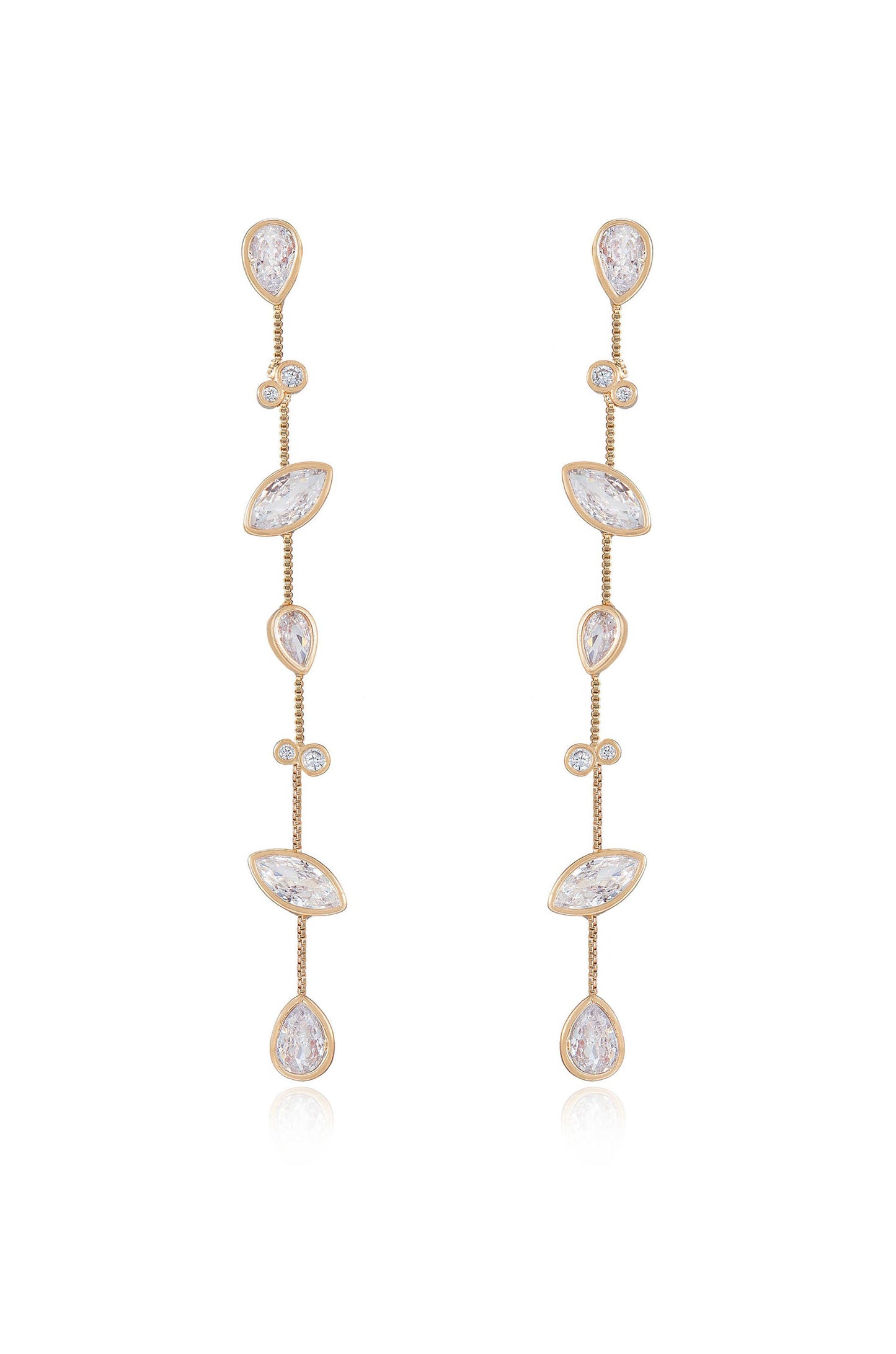 Falling Bezel Crystal Dangle Earrings