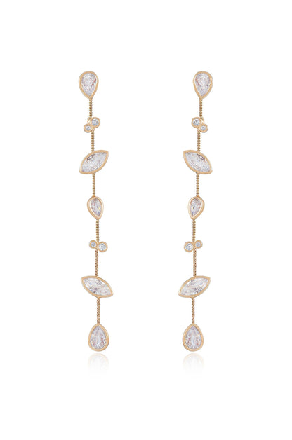 Falling Bezel Crystal Dangle Earrings