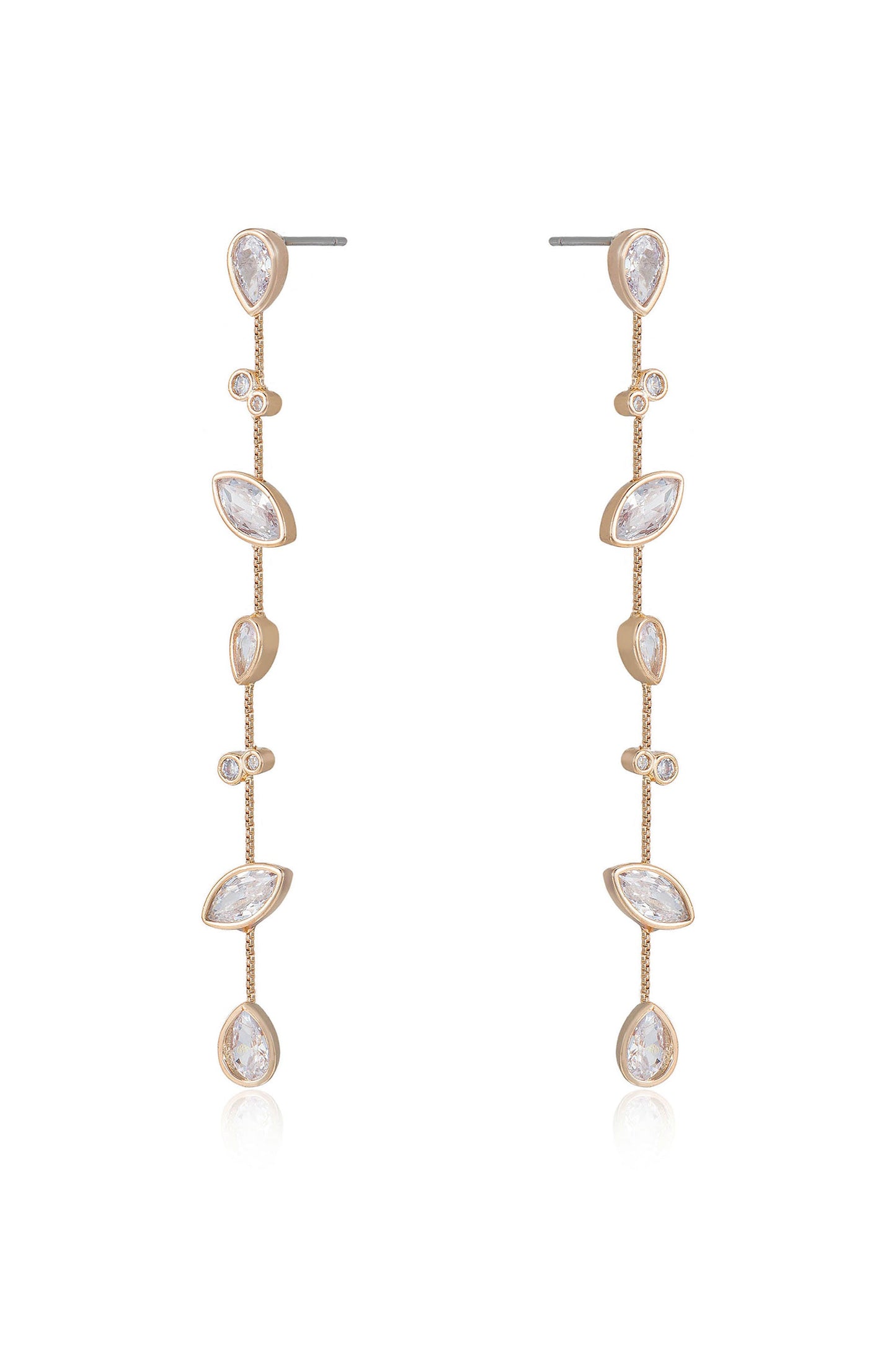 Falling Bezel Crystal Dangle Earrings